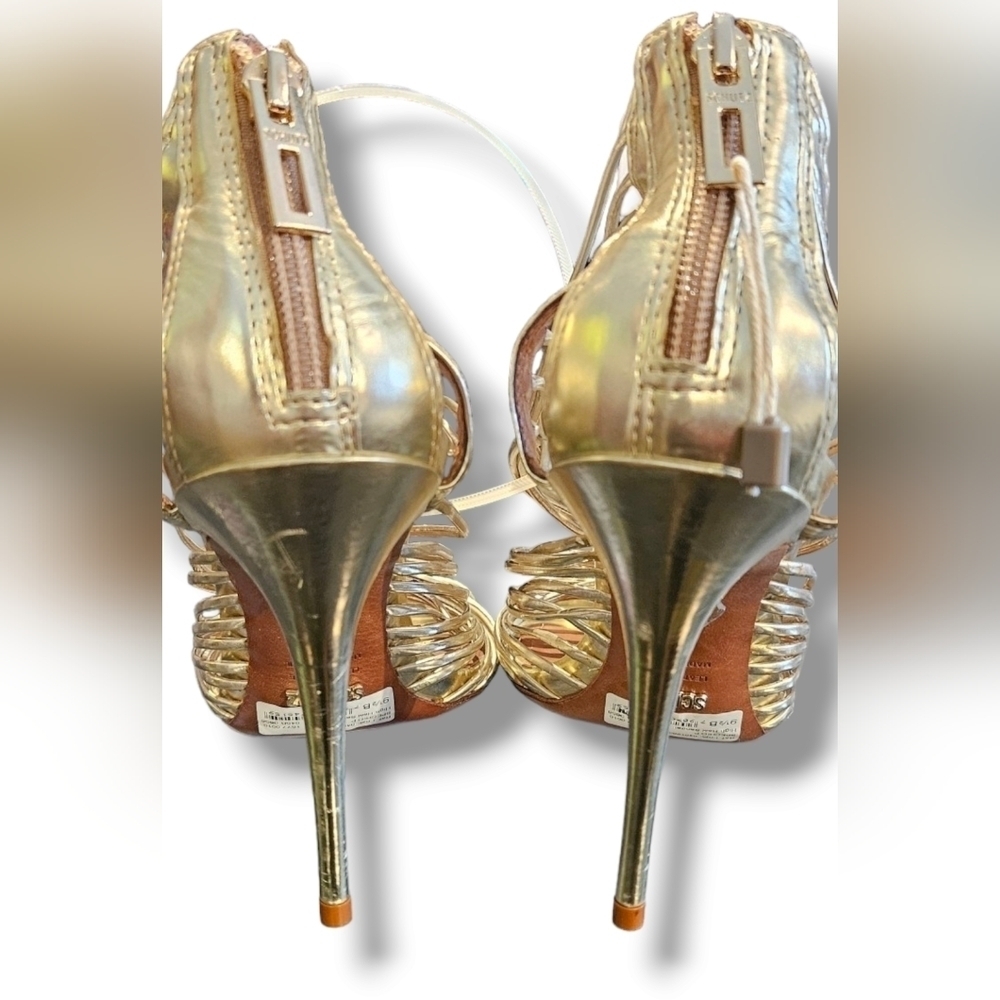 Womens Gold strappy heeled shoes. Size 9.5 - Picture 5 of 8